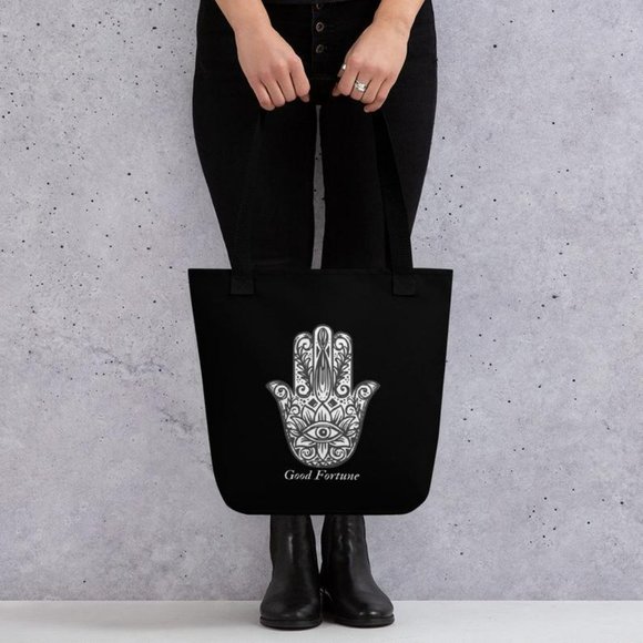 Handbags - Hamsa Hand Reusable Tote Bag, Yoga Bag, Beach Bag,